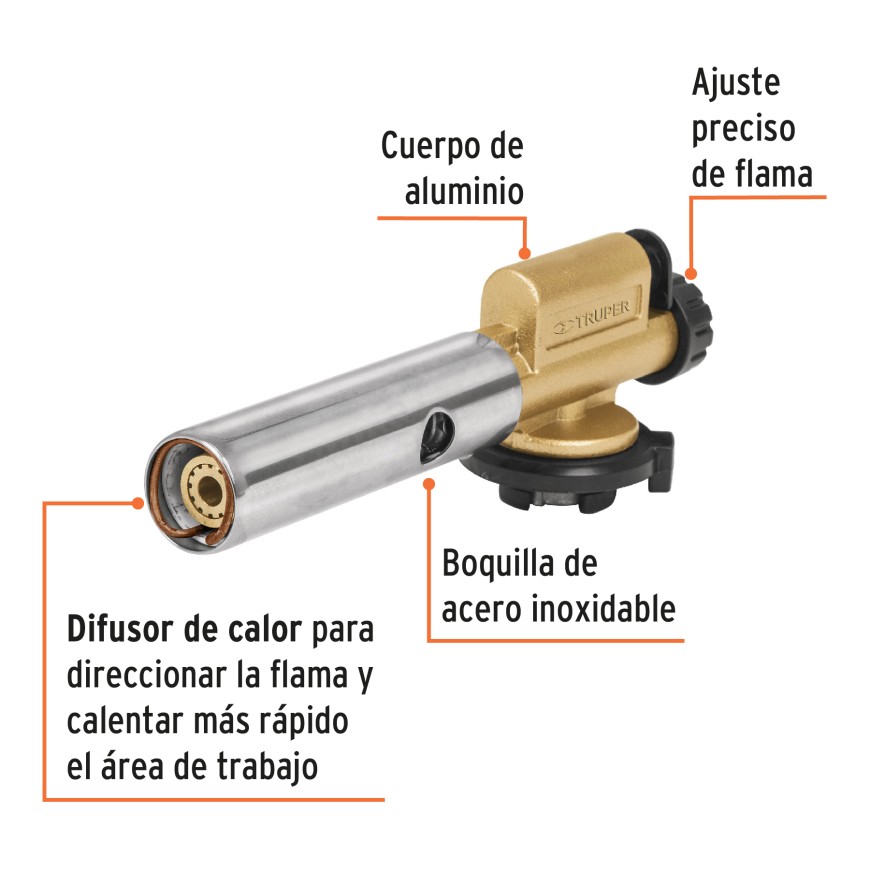 SOPLETE ELECTRICO PARA LATA DE GAS 1/4 DE VUELTA TRUPER