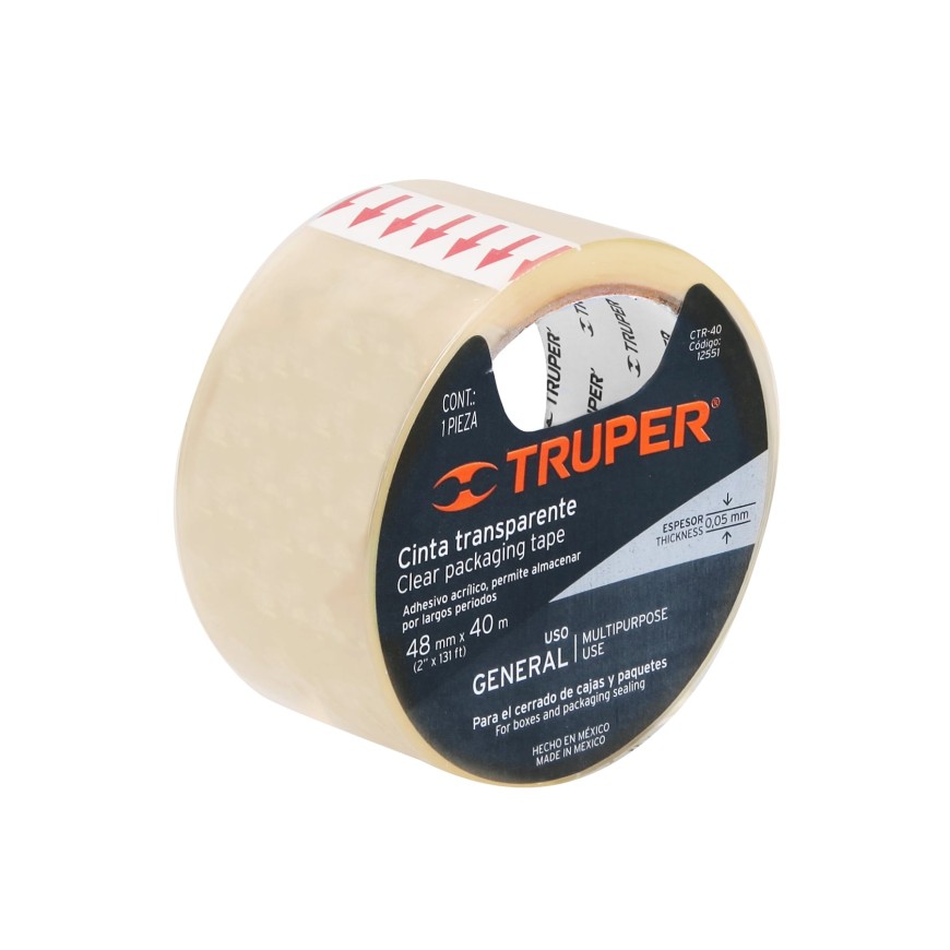 CINTA DE EMPAQUE TRANSPARENTE 48X40M TRUPER