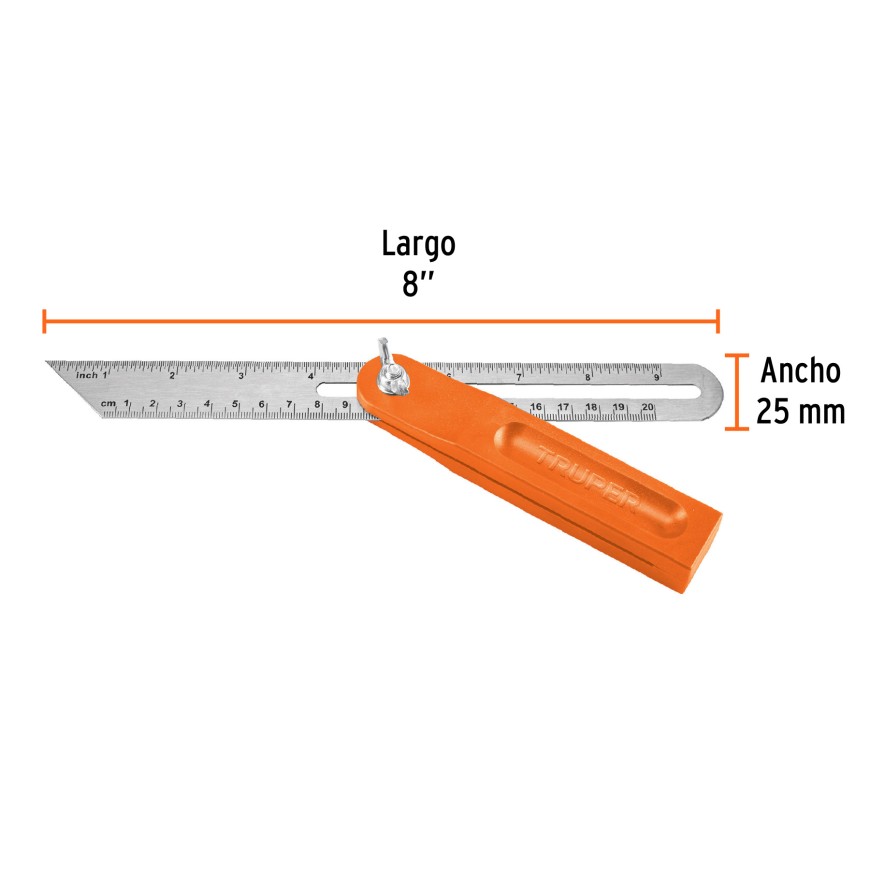 Escuadra de combinación 6 pulgadas Truper ECT-6 regla de acero inoxidable con nivel de gota y punzón venta en Dismaco