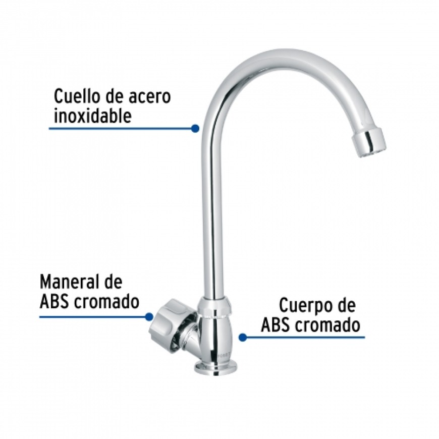 CACHERA  CROMADA PARA COCINA 8 PULGADAS FAUCETS