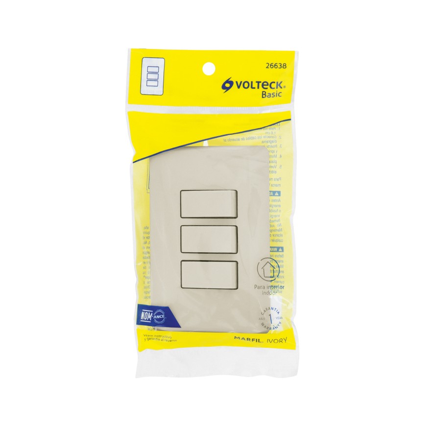 APAGADOR TRIPLE SENCILLO BLANCO VOLTECK
