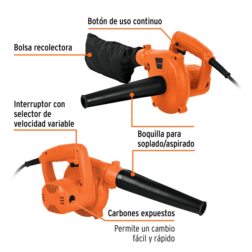 SOPLADORA ASPIRADORA TRITURADOR ELECTRICO RED POWER